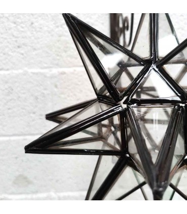 Luminária de teto pendente estrela andaluza - cor transparente - artesanato marroquino - modelo estrela Al-Nujum