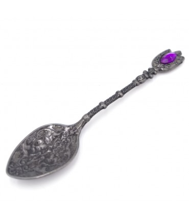 Metal Craft Turkey Spoon - Aged Silver Color - Decorative Resin- Alfidiyu Model