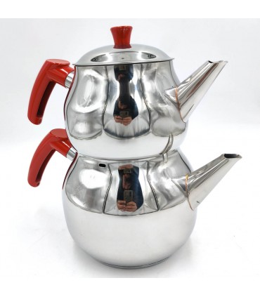 Conjunto de 2 bules de chá turco tamanho família Remetta LUMİNO aço inoxidável