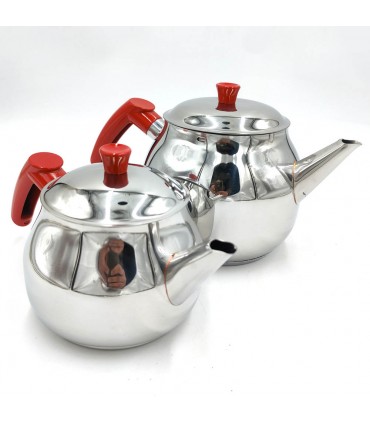 Conjunto de 2 bules de chá turco tamanho família Remetta LUMİNO aço inoxidável