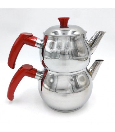 Set of 2 Eminox Globe Medium Steel Turkish Teapots