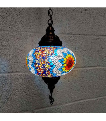 Lampe intérieure turque verre métal plafond mosaïque pendentif décoration ottomane modèle Yildiz