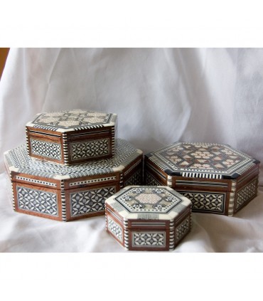 Octogonal joalheiro inlayed branco Egito - 5 tamanhos