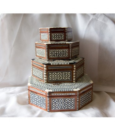 Octogonal joalheiro inlayed branco Egito - 5 tamanhos