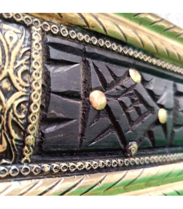 Miroir Doré Marocain 150x60cm Artisanat Bois Sculpté et Métal Embossé Modèle Ainun