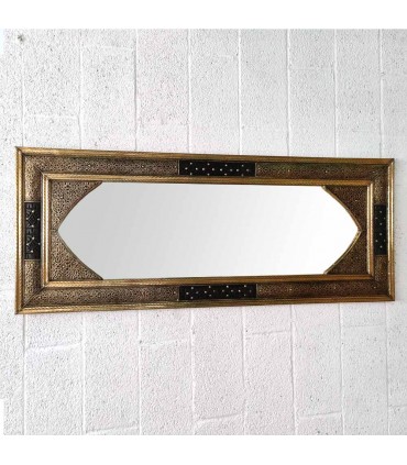 Espelho Dourado Marroquino 150x60cm Artesanato Madeira Esculpida e Metal Relevado Modelo Ainun