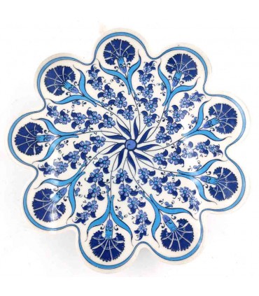 Trivet de cerâmica turca azul branco sortido modelo ASHAR 2