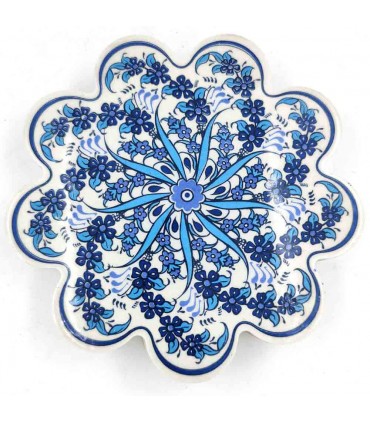 Trivet de cerâmica turca azul branco sortido modelo ASHAR 2