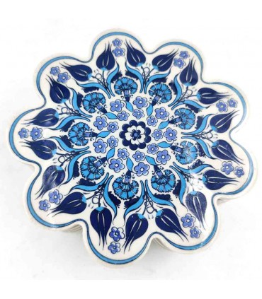 Trivet de cerâmica turca azul branco sortido modelo ASHAR 2