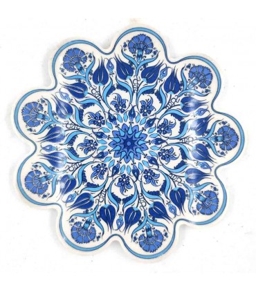 Trivet de cerâmica turca azul branco sortido modelo ASHAR 2