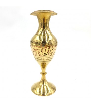 Jarron Florero Dorado de Latón Antiguo Vintage Artesanía India 1960