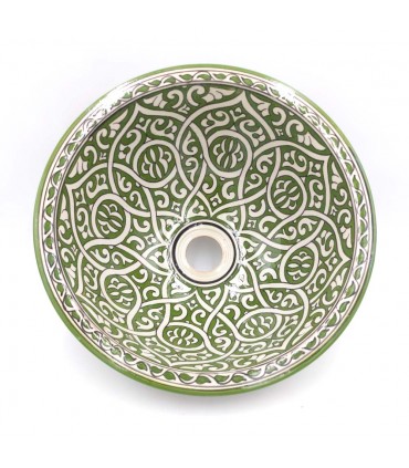 Moroccan Glazed Ceramic Sink - Hand Painted Zaituna Model