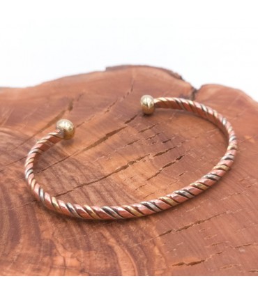Bracelet Jonc Cuivre et Laiton Artisanat Marocain Guérison Préventive de l'Arthrite Modèle 2