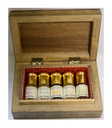 5 pack profumo corpo arabo + scatola di legno intarsiato Egitto