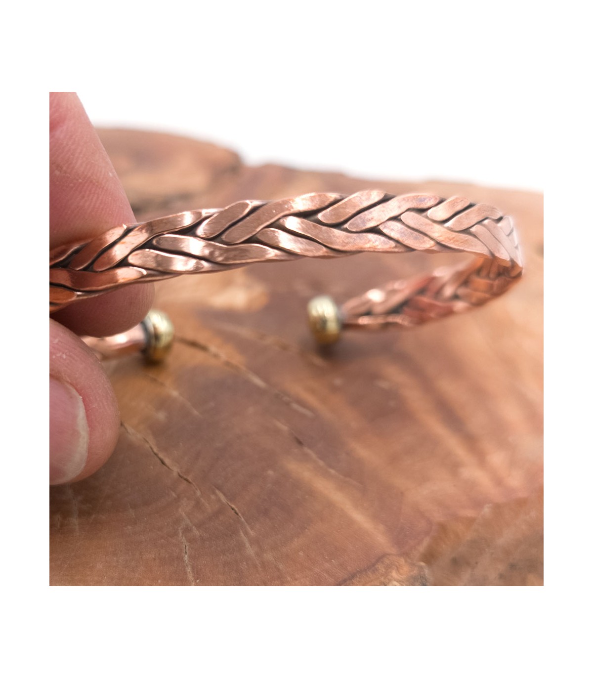 Bracciale Magnetico In Rame Con 6 Magneti - Da Uomo - Per Benessere E Dolori Articolari - 17,78 Cm - Foto 6