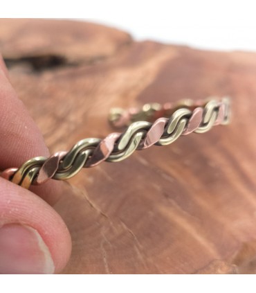 Bracelet Jonc Unisexe Cuivre et Laiton Guérison Préventive de l'Arthrite Modèle 45