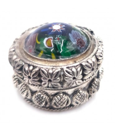 Alpaca Mini Decorative Multicolor Glass Pill Box Indian Crafts