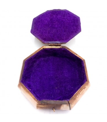 Artesanato Indiano Bone Box octogonal com veludo Adhamu Modelo 1