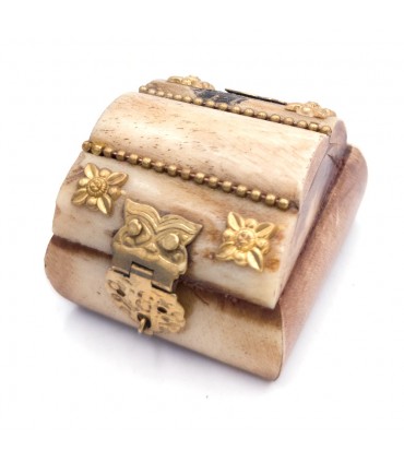 Bone Pillbox Box Indian Crafts mit Samt Adhamu 2 Model