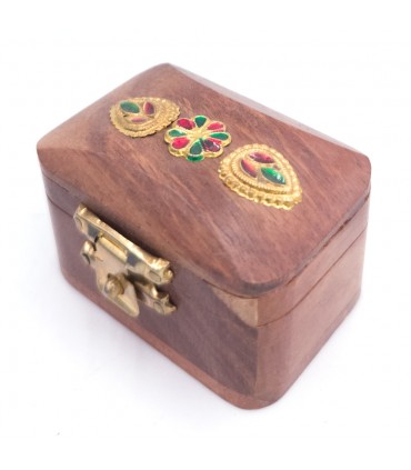 Cajita Pastillero Madera Artesanía India con terciopelo Modelo Khashabun 2