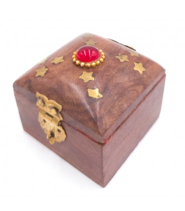 Cajita Pastillero Madera Artesanía India con terciopelo Modelo Khashabun 4