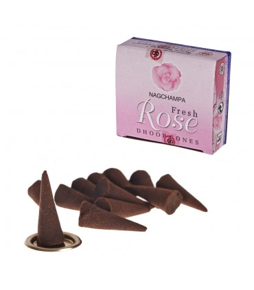 Fresh Rose  Incense Cones - SATYA - 12 units - Includes Base