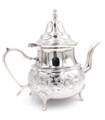 Moruna Alpaca Teapot Embossed Moroccan Crafts - Maghreb aadi Rijli Model