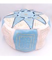 Arabic Puff Leather 100% - Sky Blue Moroccan Crafts - Laun Samawi Model