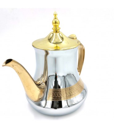 Tetera Inducción Acero Inoxidable Estilo Árabe Dorado y Plateado Modelo Hevicho