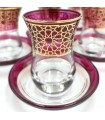 Set Gioco 6 Bicchieri da Tè Turco con Piattini - Artigianato Turco - Decorazione Araba - Modello Samaui