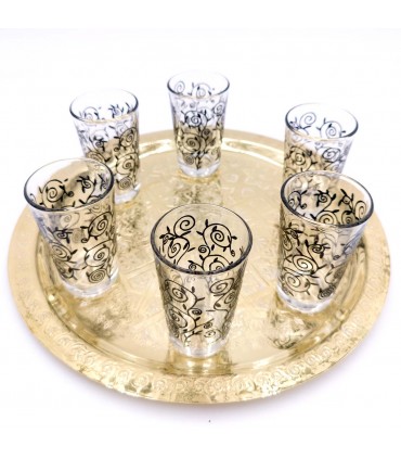 Moorish Tea Glasses - Hand Painted with Henna - Moroccan Crafts - La main de Fatima - Shafaf model