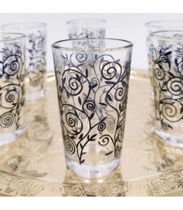 Moorish Tea Glasses - Hand Painted with Henna - Moroccan Crafts - La main de Fatima - Shafaf model