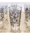 Verres à thé mauresques - Peints à la main au henné - Artisanat marocain - La main de Fatima - Modèle Shafaf