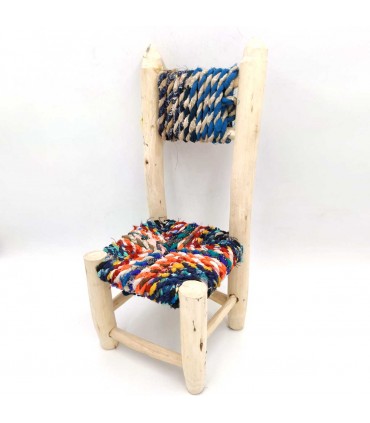 Tabouret de Chaise Citron et Bois d'Esparto - Artisanat Marocain - Modèle Laimun