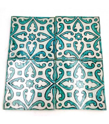 Andalusische Fliese Zellige Nazari Mosaik 15x15 cm - Handgefertigt - Modell 92