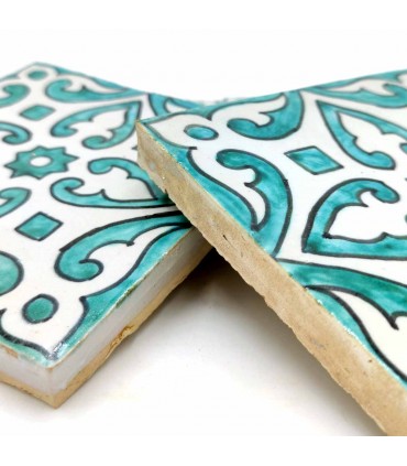 Azulejo Andaluz Mosaico Zellige Nazari 15x15 cm - Feito à mão - Modelo 92