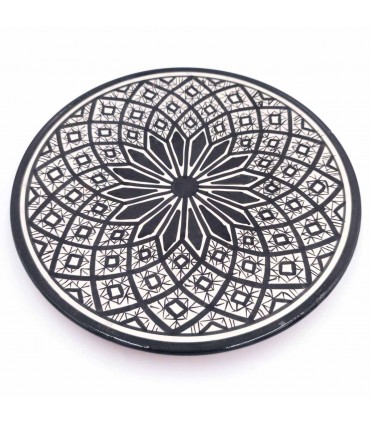 Asfi Handgefertigter Pizza-Trinchero-Teller, handbemalte geometrische Designs von Alandalus