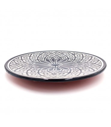 Assiette à pizza Trinchero faite à la main Asfi Motifs géométriques peints à la main par Alandalus