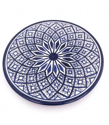 Asfi Handgefertigter Pizza-Trinchero-Teller, handbemalte geometrische Designs von Alandalus