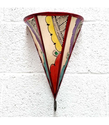 Leather Lampshade Applique Painted with Henna - Andalusian Decoration - Moroccan Crafts - Kis Model