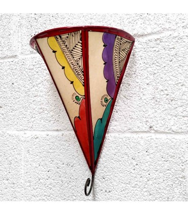 Leather Lampshade Applique Painted with Henna - Andalusian Decoration - Moroccan Crafts - Kis Model