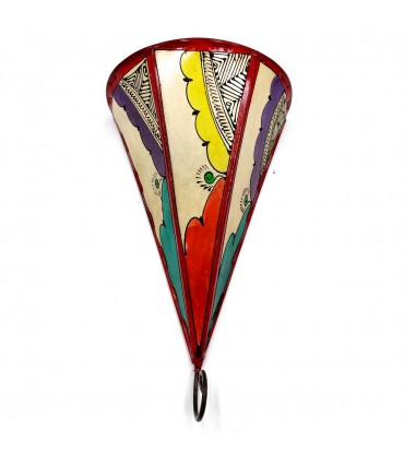 Aplicar Abajur de Couro Pintado com Henna - Decoração Andaluza - Artesanato Marroquino - Modelo Kis