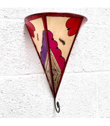 Aplique Pantalla de Piel Pintado con Henna - Decoración Andalusí - Artesanía Marroquí - Modelo Kis