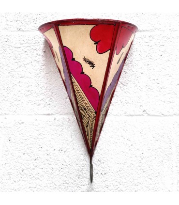 Leather Lampshade Applique Painted with Henna - Andalusian Decoration - Moroccan Crafts - Kis Model