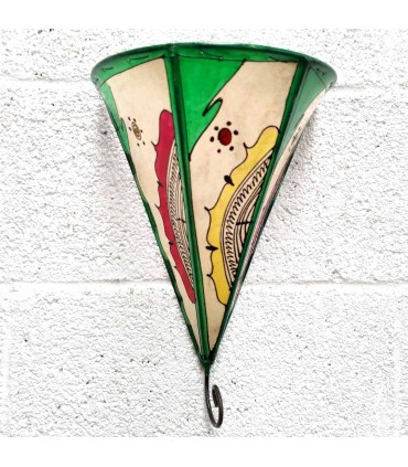 Aplicar Abajur de Couro Pintado com Henna - Decoração Andaluza - Artesanato Marroquino - Modelo Kis