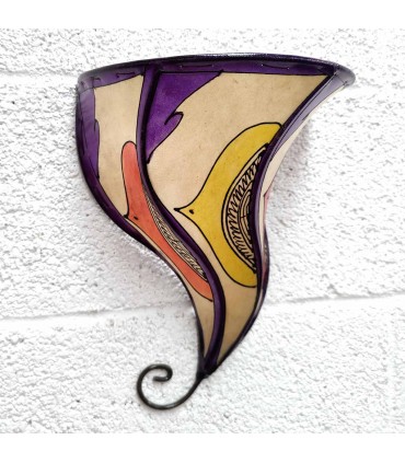 Aplique de Abajur de Couro Pintado com Hena - Decoração Andaluza - Artesanato Marroquino - Modelo Aadein Mix