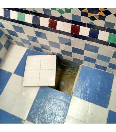 Fontaine de terrasse ou de jardin Mosaïque de carreaux de zellige mauresque andalou - Modèle Al karawi Kabir