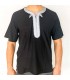 Camicia Nera T-shirt Marocchina Decorata con Ricami Stile Arabo Modello Kamis