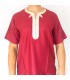 Camicia bordeaux bordeaux T-shirt marocchina decorata con ricamo stile arabo modello Kamis