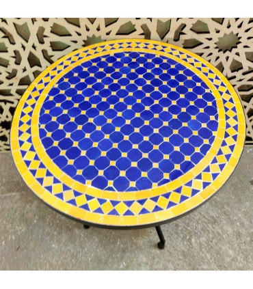 GARTENTERRASSE PATIO MOSAIKTISCH – RUND – ZELLIGE – FEZ-FLIESEN – MODELL AGADIR DAUR